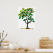 Mooie Bombax Ceiba Tree Waterverf Poster (Keuken)