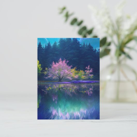 Mooie Bomen bij het Serene Meer Briefkaart (Staand voorkant)