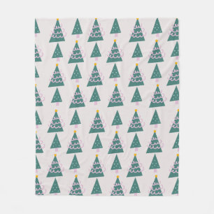 Mooie Bomen Doodles Roze Groen Fleece Deken
