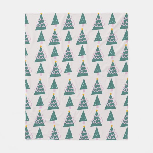 Mooie Bomen Doodles Roze Groen          Fleece Deken (Voorkant)
