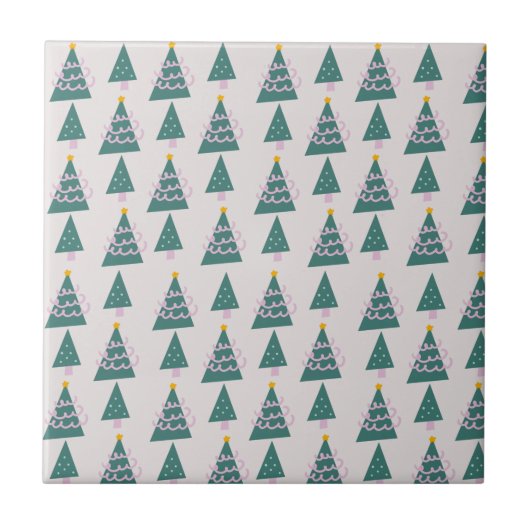 Mooie bomen Doodles Roze Groen      Tegeltje (Voorkant)