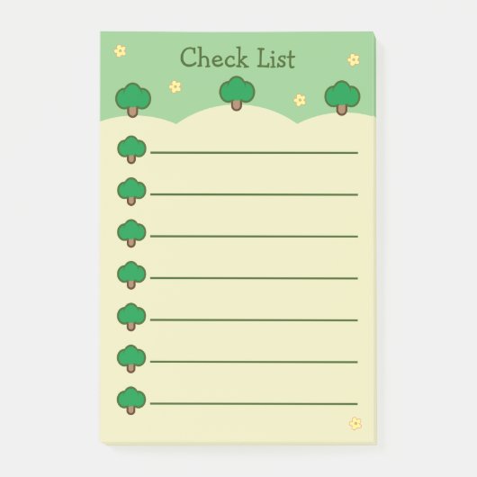 Mooie Bomen Groen En Crème Controlelijst Post-it® Notes (Voorkant)