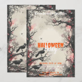 Mooie bomen Zwarte vogels Halloween Party Kaart (Voorkant / Achterkant)