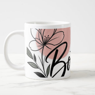 Mooie Bonjour Bloemrijke Typografie Koffiemok Grote Koffiekop