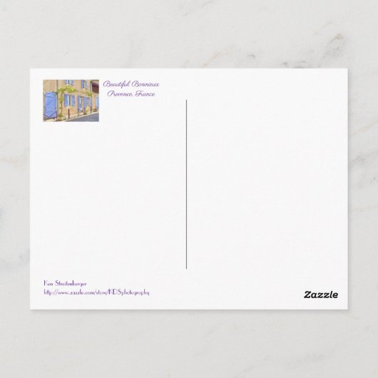 MOOIE BONNIEUX, PROVENCE, FRANKRIJK BRIEFKAART (Achterkant)