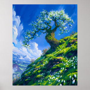 Mooie Bonsai Tree op Spring Hill Poster