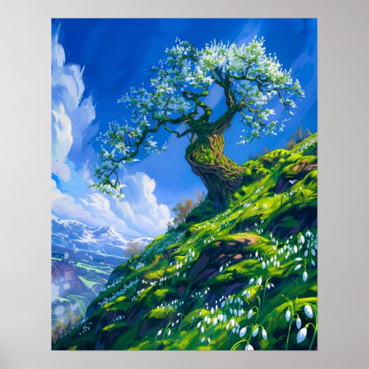 Mooie Bonsai Tree op Spring Hill Poster (Voorkant)