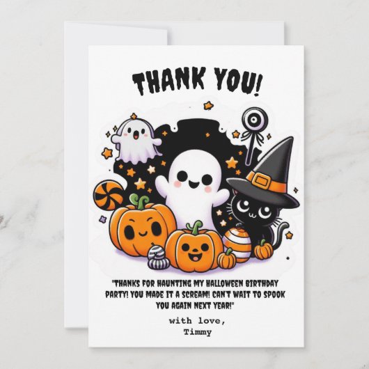 Mooie Boo Halloween bedankkaart voor verjaardag (Voorkant)