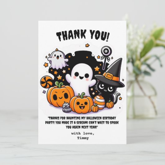 Mooie Boo Halloween bedankkaart voor verjaardag (Staand voorkant)