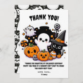 Mooie Boo Halloween bedankkaart voor verjaardag (Voorkant / Achterkant)