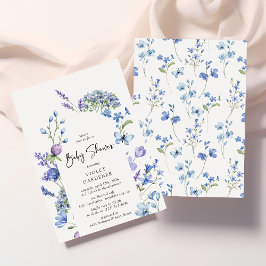 Mooie Boog Blauwe Wilde Bloem Baby Shower Kaart