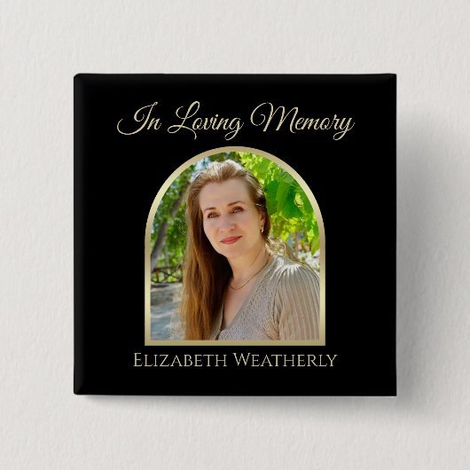 Mooie boogfoto op Black Funeral Button (Voorkant)