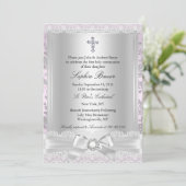 Mooie Boogkruis Eerste Communie Paars Kaart (Staand voorkant)