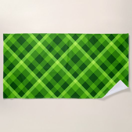 Mooie boom Green Plaid Strandlaken (Voorkant)