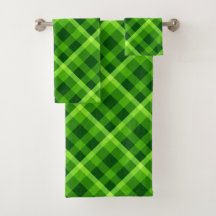 Mooie boom groen geruite badhanddoek set