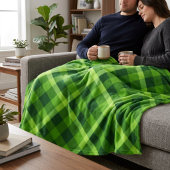 Mooie boom groene geruite grote fleece deken