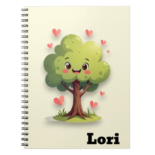 Mooie Boom Liefde Rode Harten Spiraal Notebook Notitieboek (Voorkant)