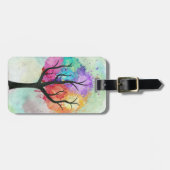 mooie boom pastel kleuren Abstract olieverfschilde Bagagelabel (Voorkant horizontaal)