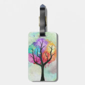 mooie boom pastel kleuren Abstract olieverfschilde Bagagelabel (Achterkant verticaal)