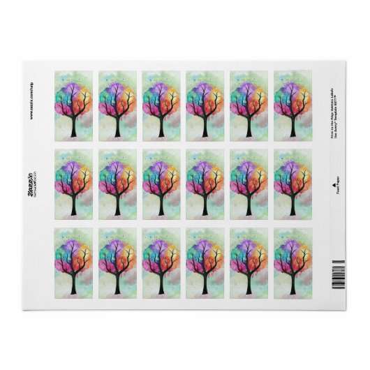 mooie boom pastel kleuren Abstract olieverfschilde Etiket (Full Sheet)