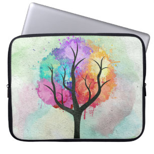 mooie boom pastel kleuren Abstract olieverfschilde Laptop Sleeve
