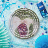 Mooie Boom Pine Cone Happy Holiday Party Papieren Bordje (Feest)