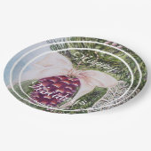 Mooie Boom Pine Cone Happy Holiday Party Papieren Bordje (Gekanteld)