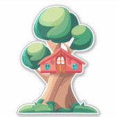 Mooie boomhut sticker (Voorkant)