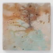 Mooie boomlandschapskunst stenen onderzetter (Voorkant)