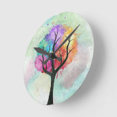 Mooie boompastel kleuren Abstracte olieverf Ronde Klok (Hoek)