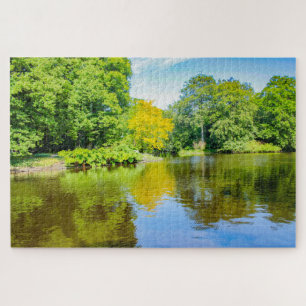Mooie boomreflecties in het water, Nederland Legpuzzel