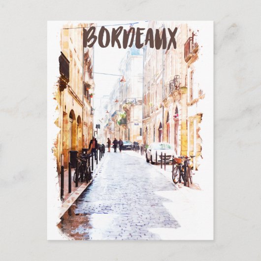 Mooie Bordeaux Frankrijk Waterverf Reizen Briefkaart (Voorkant)