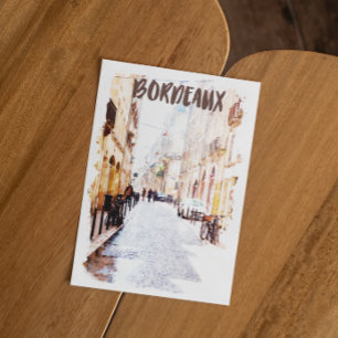 Mooie Bordeaux Frankrijk Waterverf Reizen Briefkaart