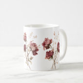 Mooie bordeauxrode bloemen koffiemok (Voorkant rechts)