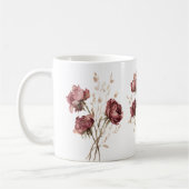 Mooie bordeauxrode bloemen koffiemok (Links)
