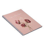 Mooie bordeauxrode bloemen notitieboek (Rechterzijde)