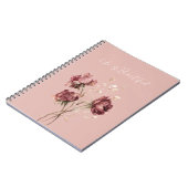 Mooie bordeauxrode bloemen notitieboek (Linkerzijde)