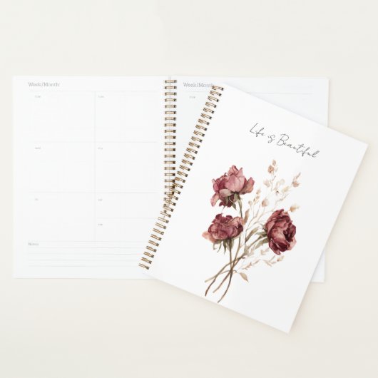 Mooie bordeauxrode rozen bloemstuk planner (Display)