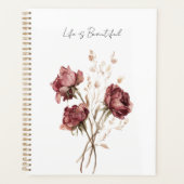 Mooie bordeauxrode rozen bloemstuk planner (Voorkant)