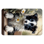 Mooie Border Collie Dog Bloemen Koelkast Magneet (Horizontaal)