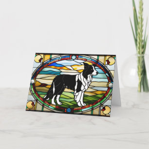 Mooie Border Collie Gebrandschilderd Glas Kaart