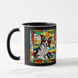 Mooie Border Collie Glas-in-lood Koffiemok Mok