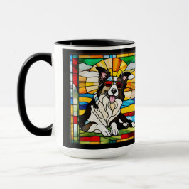 Mooie Border Collie Glas-in-lood Koffiemok Mok