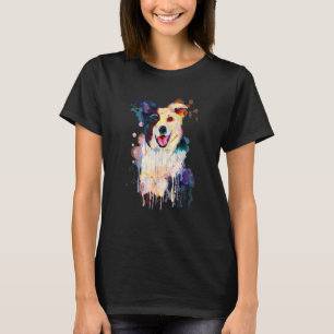 Mooie Border Collie Puppyhond Spatportret Kunst T-shirt