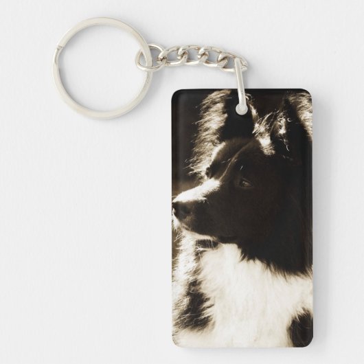 Mooie Border Collie~ Sleutelhanger (Voorkant)