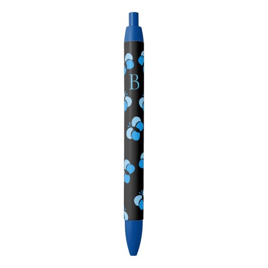 Mooie Borrelende Blauwe Vlinders Monogram Inkt Pen (Voorkant Verticaal)