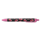 Mooie Borrelende Roze Vlinders Monogram Zwarte Inkt Pen (Bodem)
