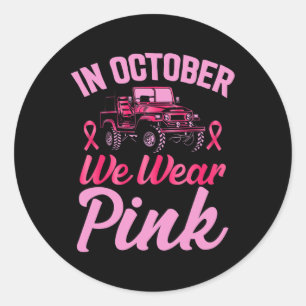 Mooie borstkanker Shirt in oktober Draag we roze Ronde Sticker