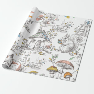 Mooie bos-babyshower cadeaupapier