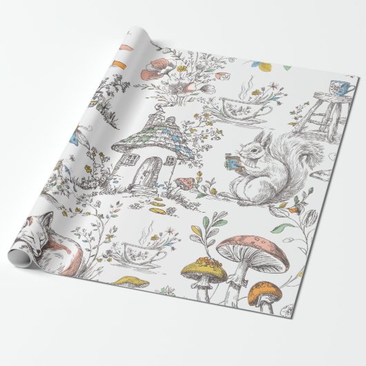 Mooie bos-babyshower cadeaupapier (Uitgerold)